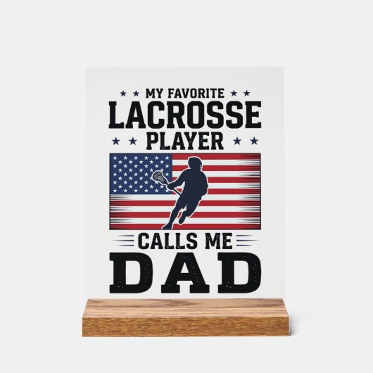 Funny Lacrosse Dad American Flag Vintage Shirt Des アクリルサイン (正面)