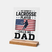 Funny Lacrosse Dad American Flag Vintage Shirt Des アクリルサイン (傾斜)