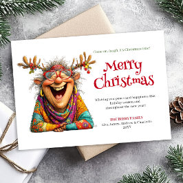 Funny Lady Christmas Card Digital Custom Design シーズンカード