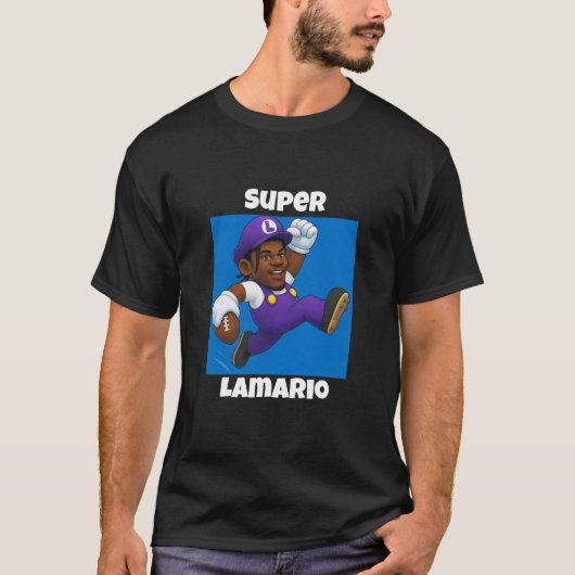 Funny Lamar Jackson x Mario T-Shirt Tシャツ (正面)