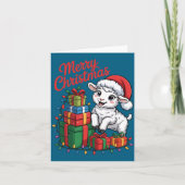 Funny Lamb Santa Hat Animals Lovers Ugly Christmas カード (正面)