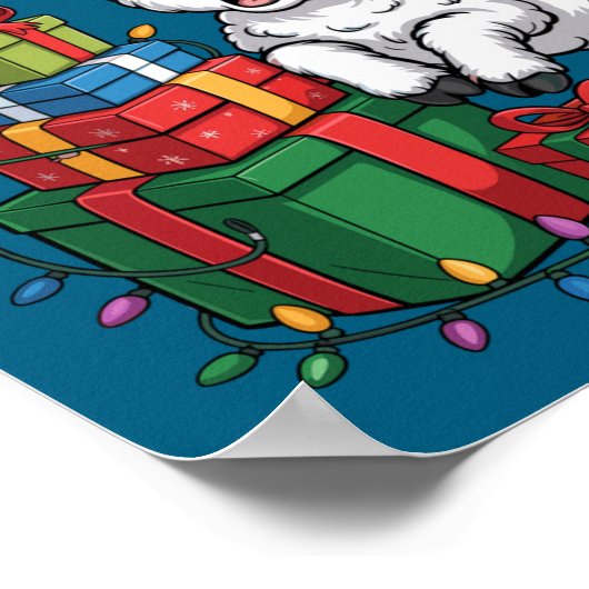 Funny Lamb Santa Hat Animals Lovers Ugly Christmas ポスター (角)