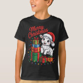 Funny Lamb Santa Hat Animals Lovers Ugly Christmas Tシャツ (正面)