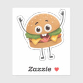 Funny Laughing Burger Vinyl Sticker | Cute 3D Food シール (シート)