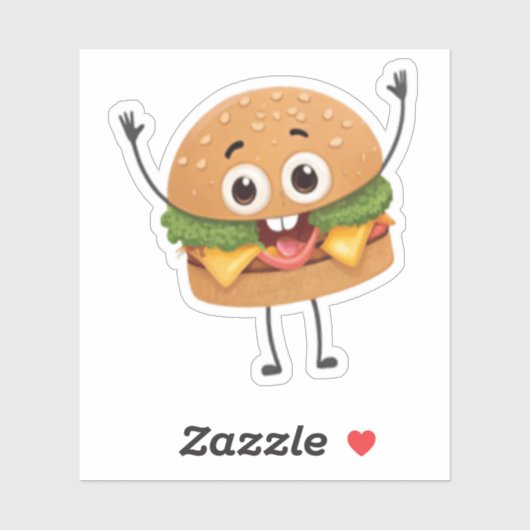 Funny Laughing Burger Vinyl Sticker | Cute 3D Food シール (シート)