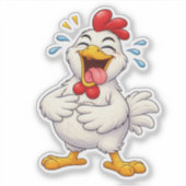 Funny Laughing Chicken Custom-Cut Vinyl Sticker シール (正面)