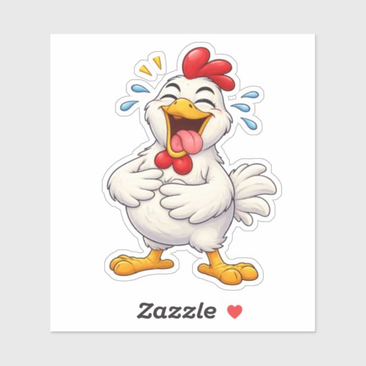 Funny Laughing Chicken Custom-Cut Vinyl Sticker シール (シート)