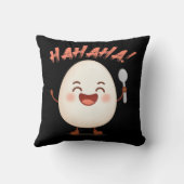 Funny Laughing Egg Cartoon Throw Pillow | Cute  クッション (裏面)