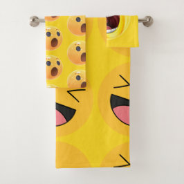 Funny Laughing Emoji Face バスタオルセット