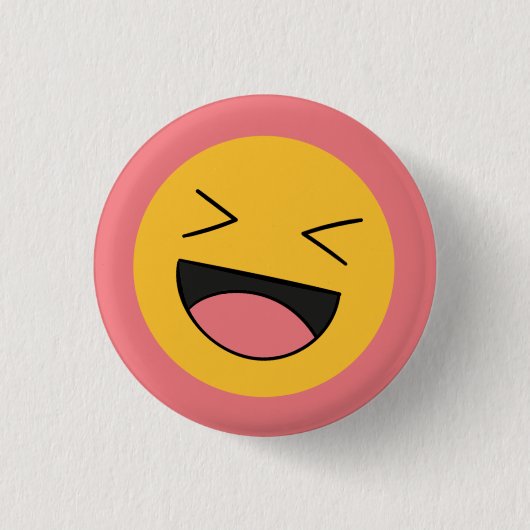 Funny Laughing Emoji Face 缶バッジ (正面)