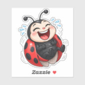 Funny Laughing Ladybug Custom-Cut Vinyl Sticker シール (シート)