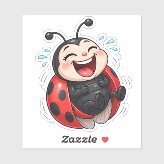Funny Laughing Ladybug Custom-Cut Vinyl Sticker シール (シート)