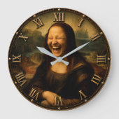Funny Laughing Mona Lisa Hilarious Renaissance Art ラージ壁時計 (正面)