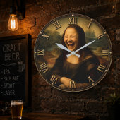 Funny Laughing Mona Lisa Hilarious Renaissance Art ラージ壁時計