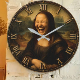 Funny Laughing Mona Lisa Hilarious Renaissance Art ラージ壁時計
