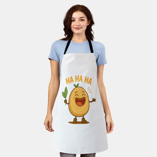 Funny Laughing Potato Apron エプロン (着用した状態)