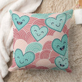 Funny laughing smiling hearts Design cushion  クッション (ブランケット)
