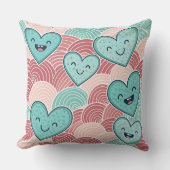 Funny laughing smiling hearts Design cushion クッション (正面)
