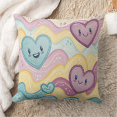 Funny laughing smiling hearts Design cushion  クッション (ブランケット)