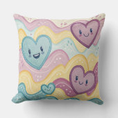 Funny laughing smiling hearts Design cushion クッション (正面)