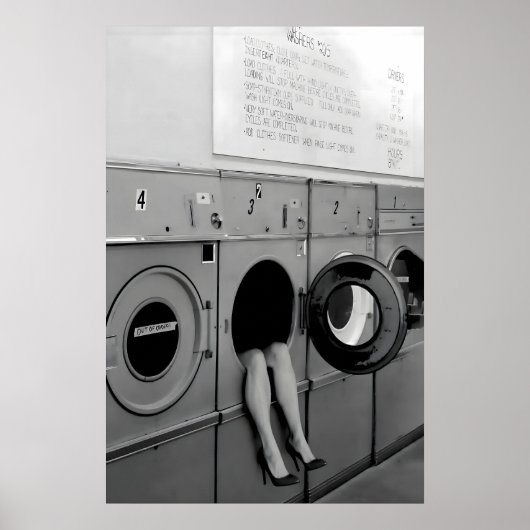 Funny Laundry Room Print, High Heel Washing ポスター (正面)