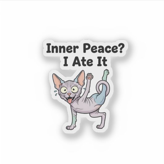 Funny Lavender Sphynx Cat Cartoon Art シール (正面)