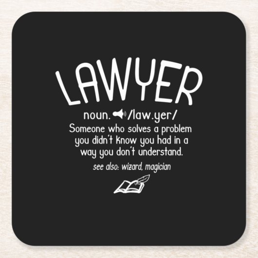 Funny Lawyer Definition スクエアペーパーコースター (正面)