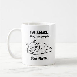 Funny Lazy Cat Coffee Mug | Custom I’m Awake コーヒーマグカップ