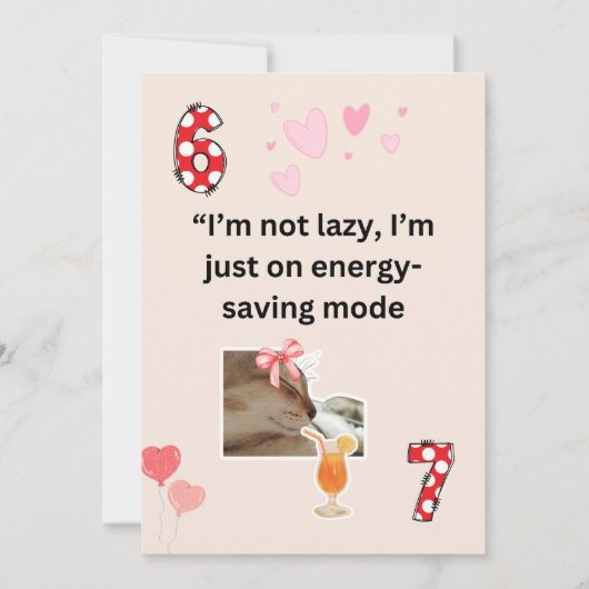 Funny Lazy Cat Energy Saving Mode Humor Card シーズンカード (正面)