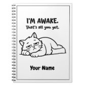 Funny Lazy Cat Notebook | Custom I’m Awake Design ノートブック (正面)