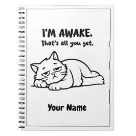 Funny Lazy Cat Notebook | Custom I’m Awake Design ノートブック