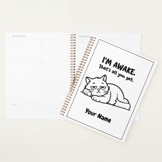 Funny Lazy Cat Planner | Custom I’m Awake Design プランナー手帳 (ディスプレー)