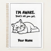 Funny Lazy Cat Planner | Custom I’m Awake Design プランナー手帳 (正面)
