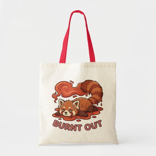 Funny Lazy Melting Red Panda Cartoon Tote Bag トートバッグ (正面)