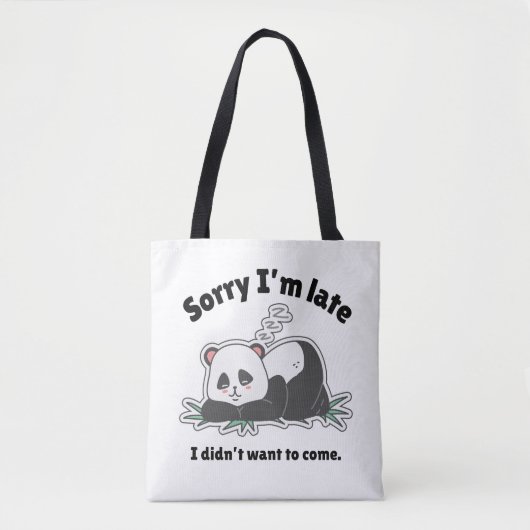 Funny Lazy Panda Design トートバッグ (正面)