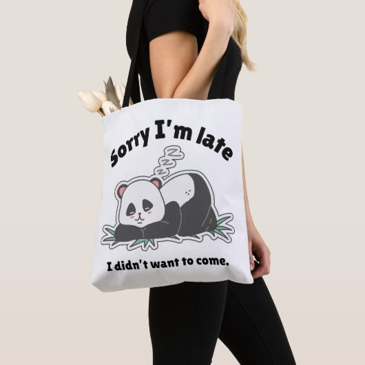 Funny Lazy Panda Design トートバッグ (クローズアップ)
