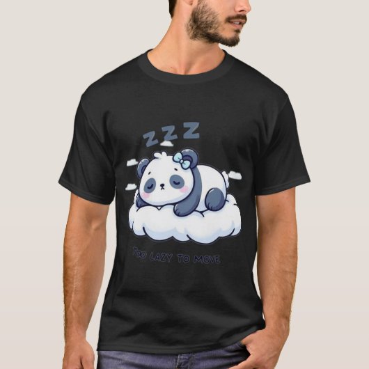 Funny Lazy Panda T-Shirt Tシャツ (正面)