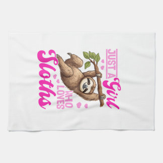Funny Lazy Sloth Just a Girl Who Loves Sloths T-Sh キッチンタオル