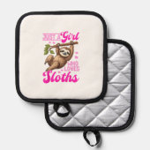 Funny Lazy Sloth Just a Girl Who Loves Sloths T-Sh 鍋敷き (正面/裏面)