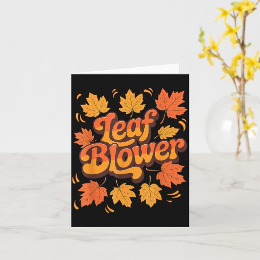 Funny Leaf Blower Fall Costume Couple Halloween Ma カード (黄色い花)