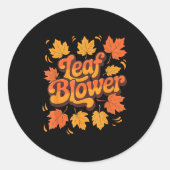 Funny Leaf Blower Fall Costume Couple Halloween Ma ラウンドシール (正面)