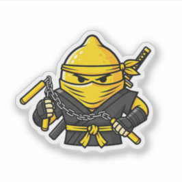 Funny Lemon Shinobi Ninja Nunchucks Illustration シール