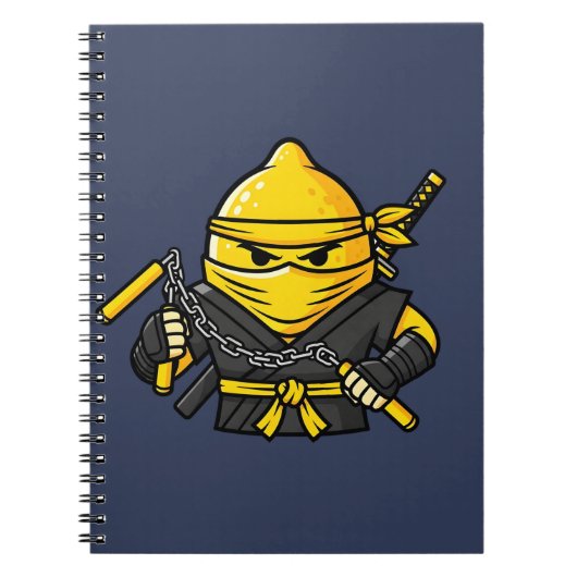 Funny Lemon Shinobi Ninja Nunchucks Illustration ノートブック (正面)