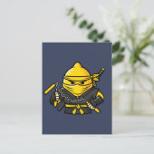 Funny Lemon Shinobi Ninja Nunchucks Illustration ポストカード (スタンド正面)