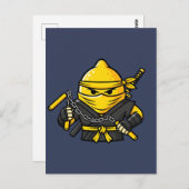 Funny Lemon Shinobi Ninja Nunchucks Illustration ポストカード (正面/裏面)
