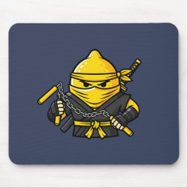 Funny Lemon Shinobi Ninja Nunchucks Illustration マウスパッド