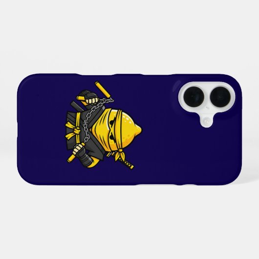 Funny Lemon Shinobi Ninja Nunchucks Illustration iPhone 16ケース (裏面横)