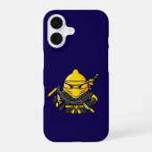 Funny Lemon Shinobi Ninja Nunchucks Illustration iPhone 16ケース (裏面)