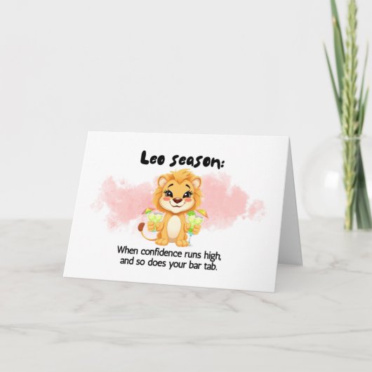 Funny Leo Season Zodiac Birthday Card サンキューカード (正面)