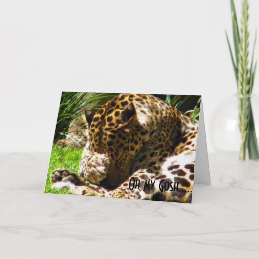 Funny Leopard Greeting Card – Oh My Gosh Reaction  シーズンカード (正面)